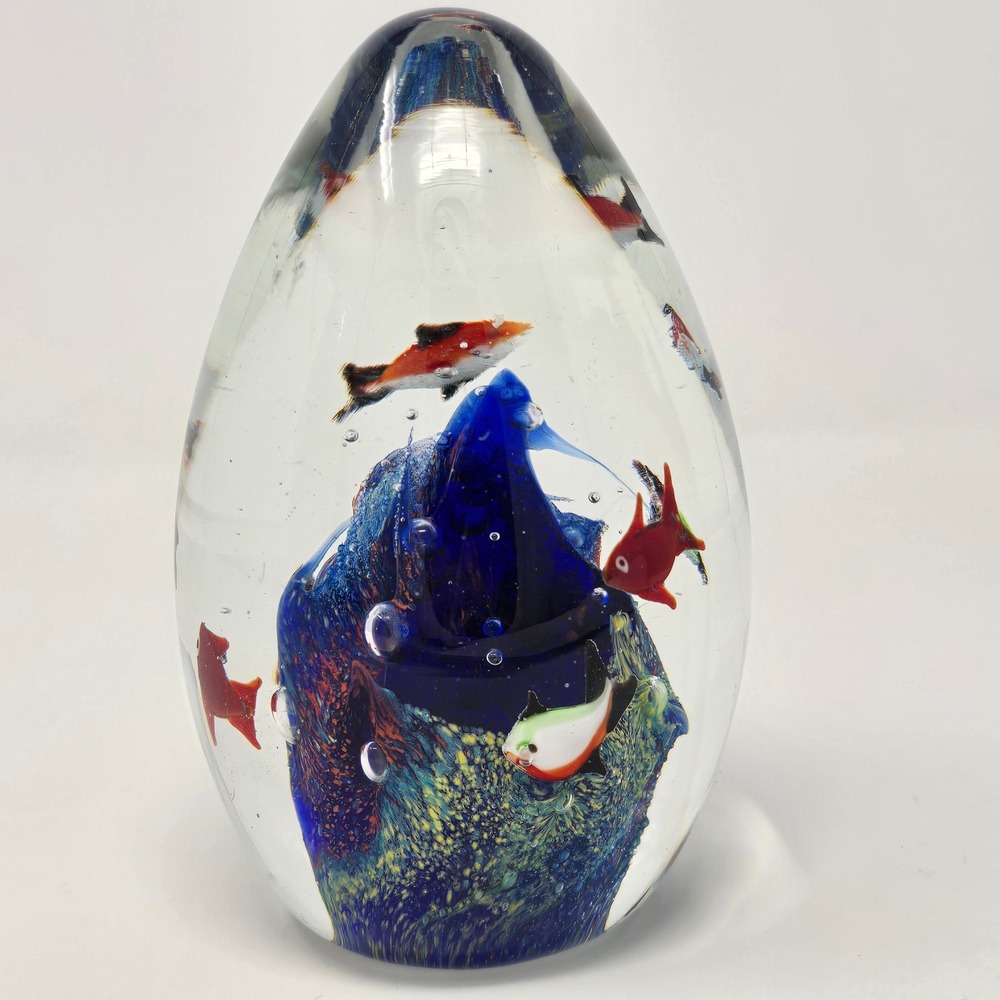 Vintage Murano Style Glass Paperweight Aquarium Fish Ocean Decor Art Handmade - Picture 3 of 9